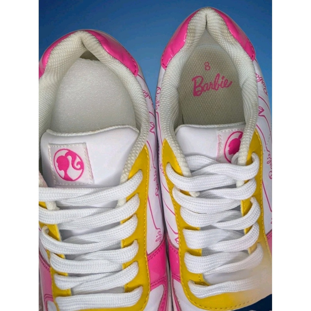 Barbie Womens Sneakers Size 8 Pink Yellow White Lace Up Y2K Barbiecore Shoes - Picture 5 of 11